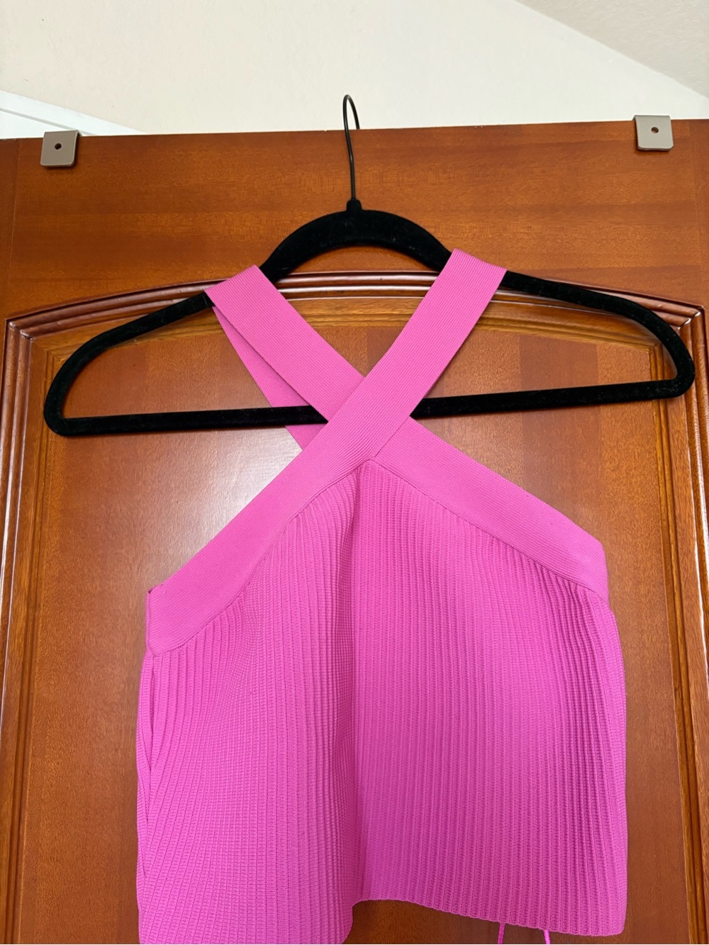 Ribbed Crop in Bright Pink